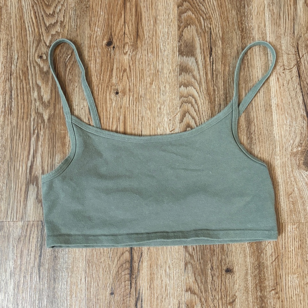 Green Cropped Tank Top